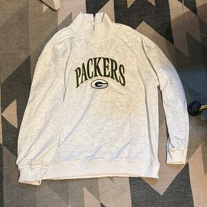 Green Bay Packers Gray Sweater mock neck vintage